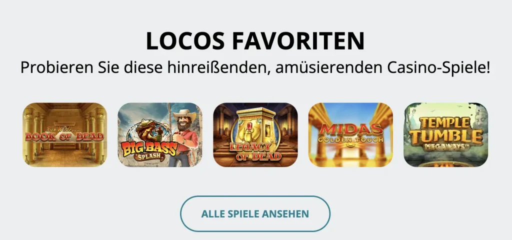 Locos favoriten Spiele im Locowin Casino